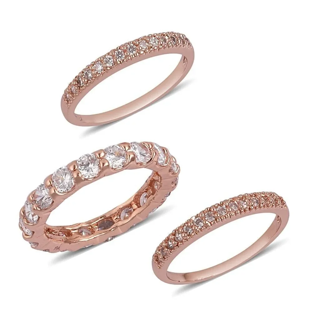 Simulated Diamond 3 Ring Set Size 8